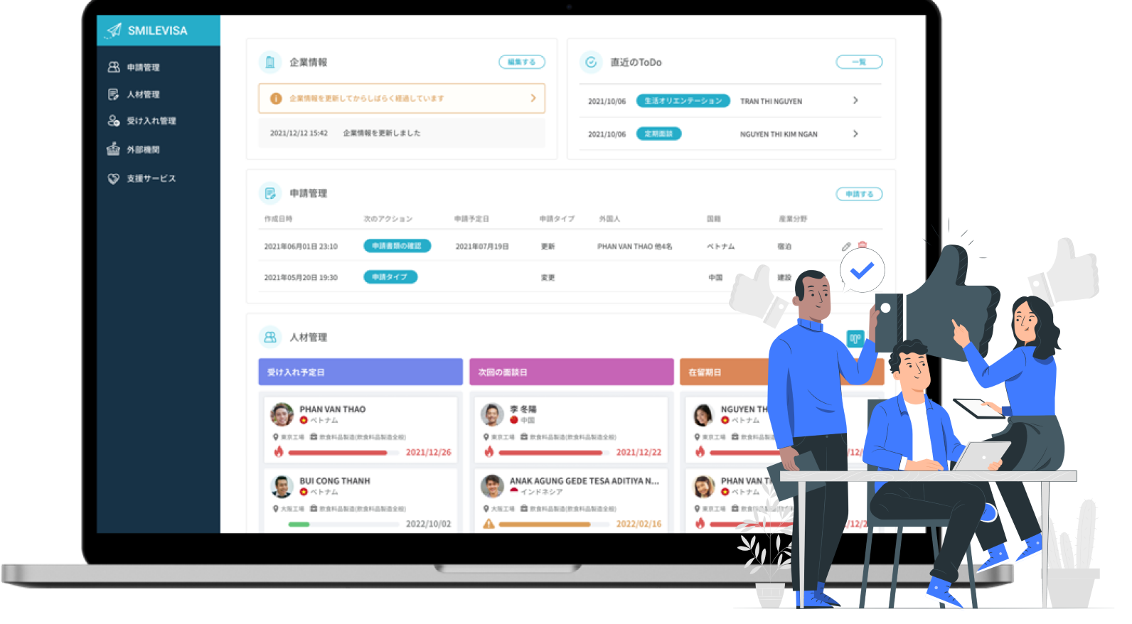 特定技能の自社管理システムSMILEVISA